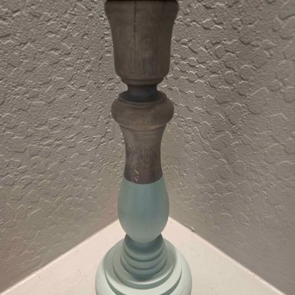 Two tone wood candlestick holder 15.5 inch